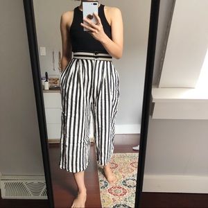 H&M High Rise Crop Striped Linen Culottes, 2